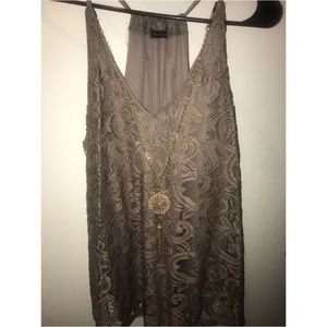 Lace top w/necklace attached